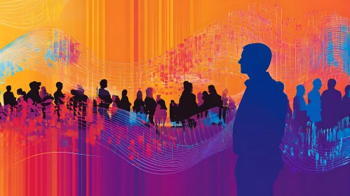 Colorful Abstract People Silhouette Artwork