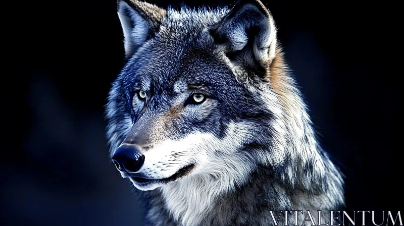 AI ART Detailed Wolf Face on Black