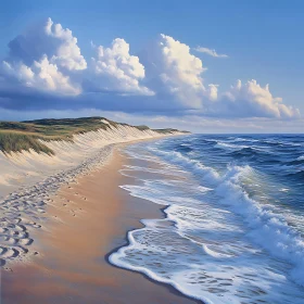 Seaside Serenity: Waves and Sandy Beach