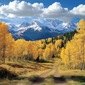 Autumnal Road to the Mountains