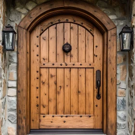 Vintage Wooden Doorway with Stone Surround