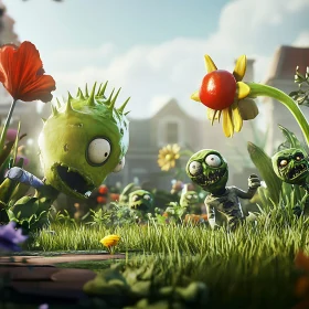 Whimsical Zombie Garden Scene