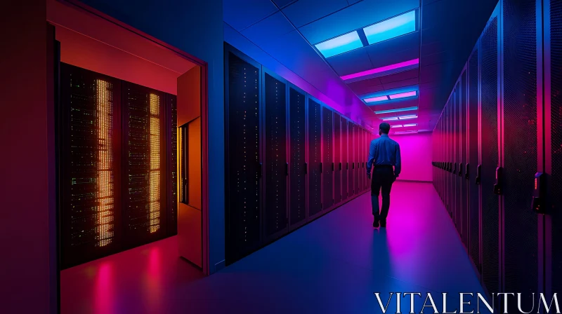 AI ART Data Center in Neon Lights