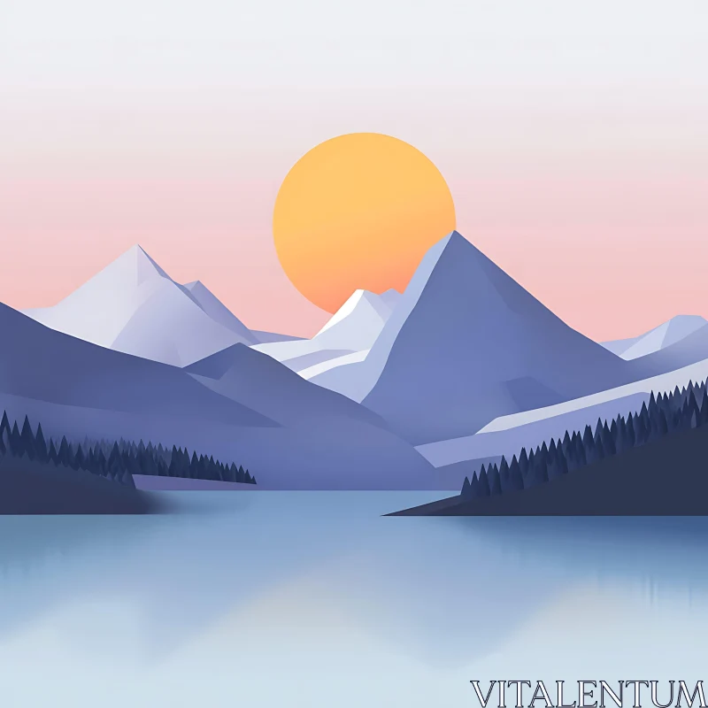 Geometric Mountain Landscape AI Image