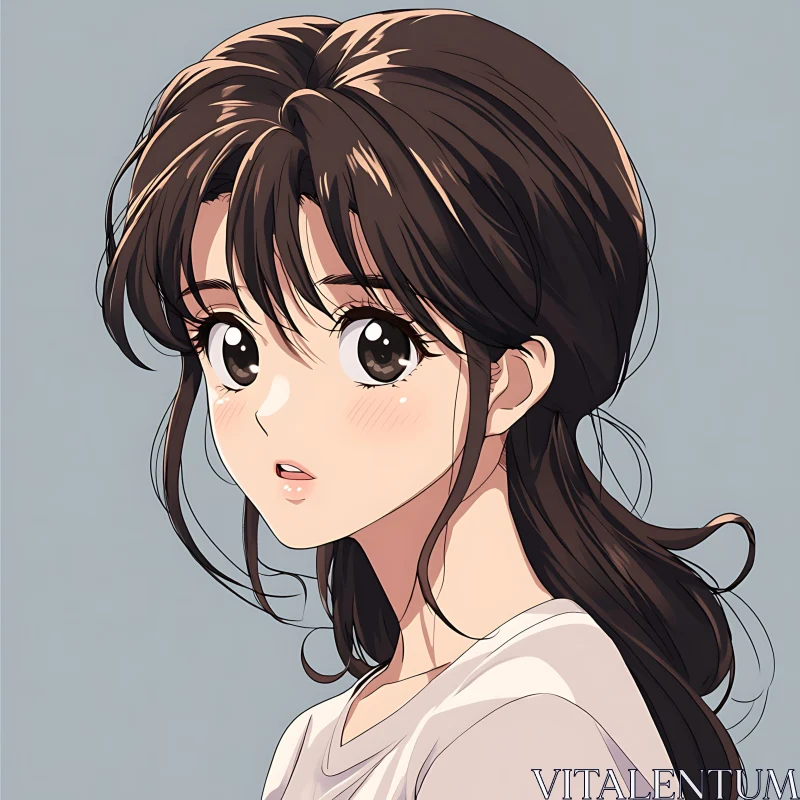 Anime Girl with Soft Expression AI Image