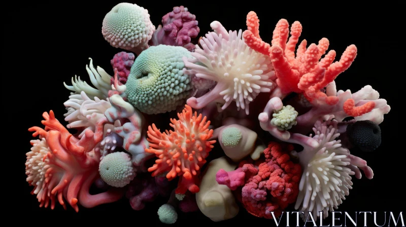 Captivating Coral Composition Against Black Background AI Image