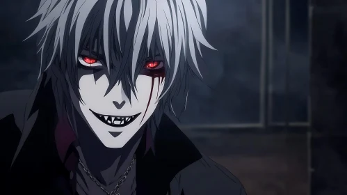 Eerie Anime Villain with Piercing Red Eyes