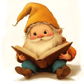 Cartoon Gnome Reading Book