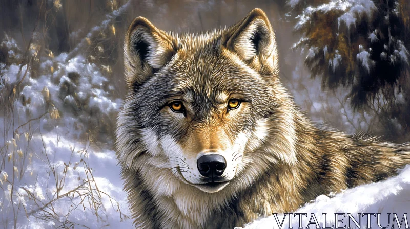 AI ART Winter Wolf Gaze