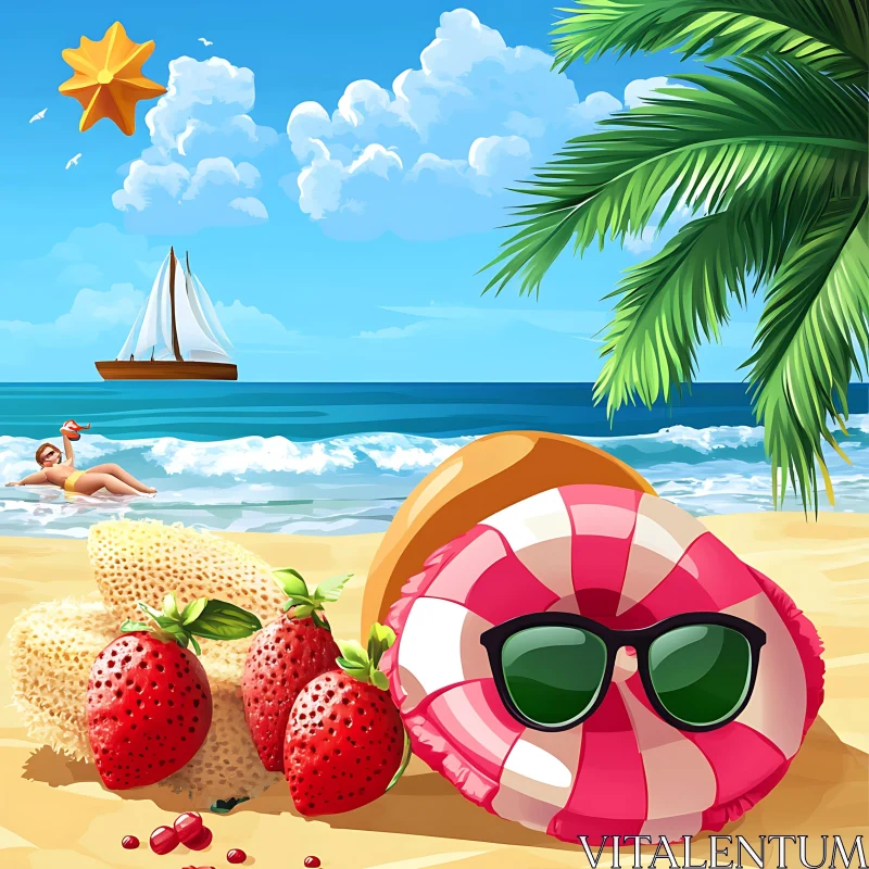 Summer Fun at the Beach AI Image