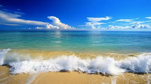 Calm Seascape with Blue Sky and Clouds