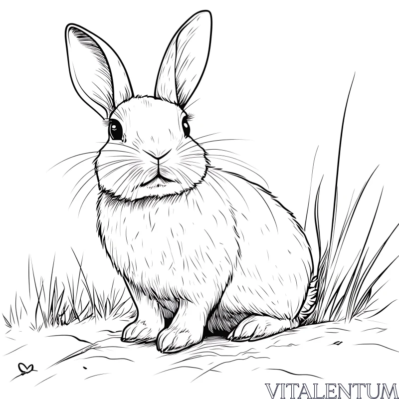 Monochrome Rabbit Sketch AI Image