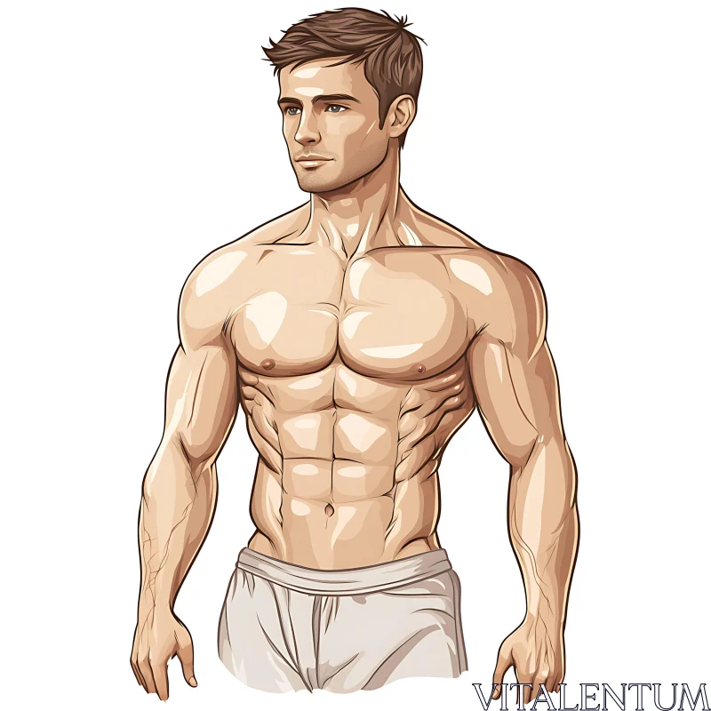 Toned Man Illustration AI Image