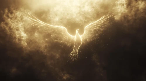Celestial Phoenix Soaring Above the Clouds