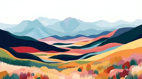 Abstract Hills and Mountains Painting