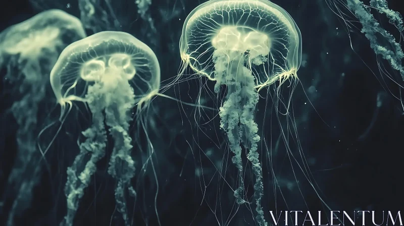 AI ART Underwater Ballet: Jellyfish in the Abyss