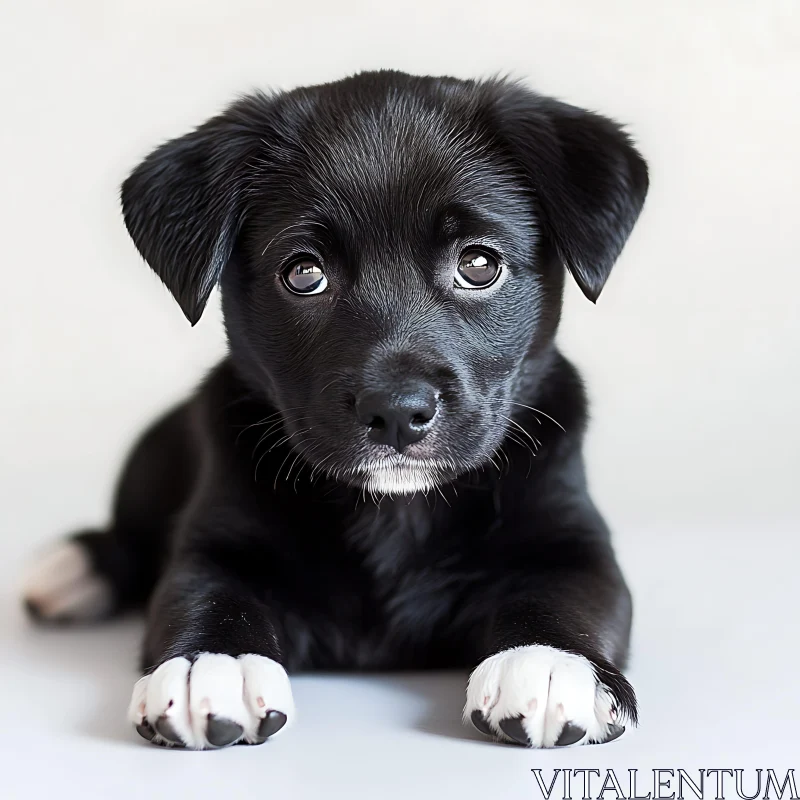 Charming Puppy Lying Down with Innocent Eyes AI Image