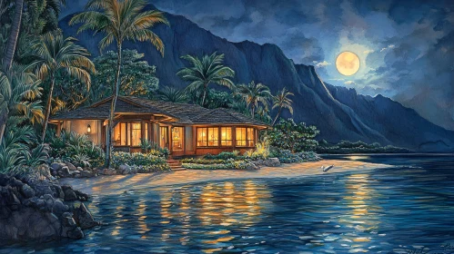 Moonlit Tropical Paradise Calm Beach House