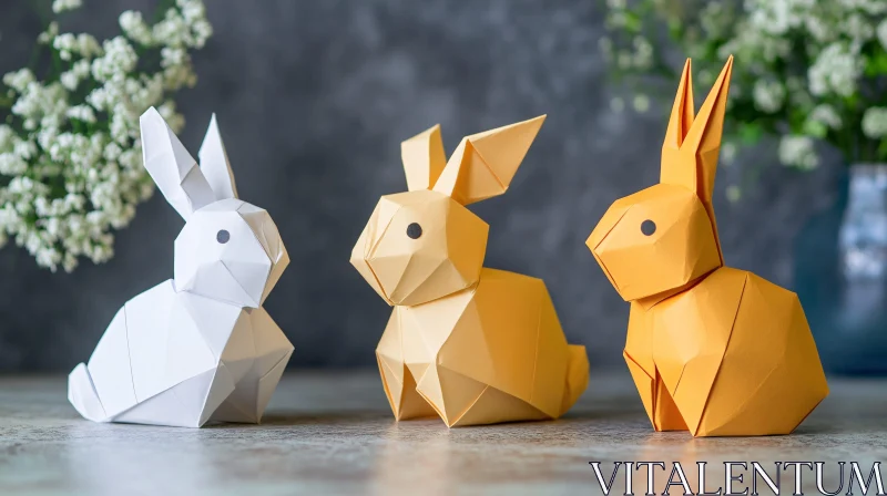 AI ART Geometric Paper Rabbits Delightful Display