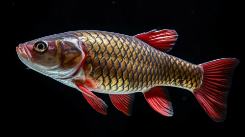 Golden Carp Against Black Background: A Colorful Exploration