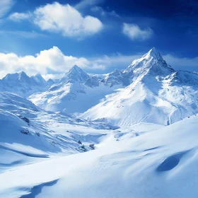 Winter Mountain Landscape with Snow