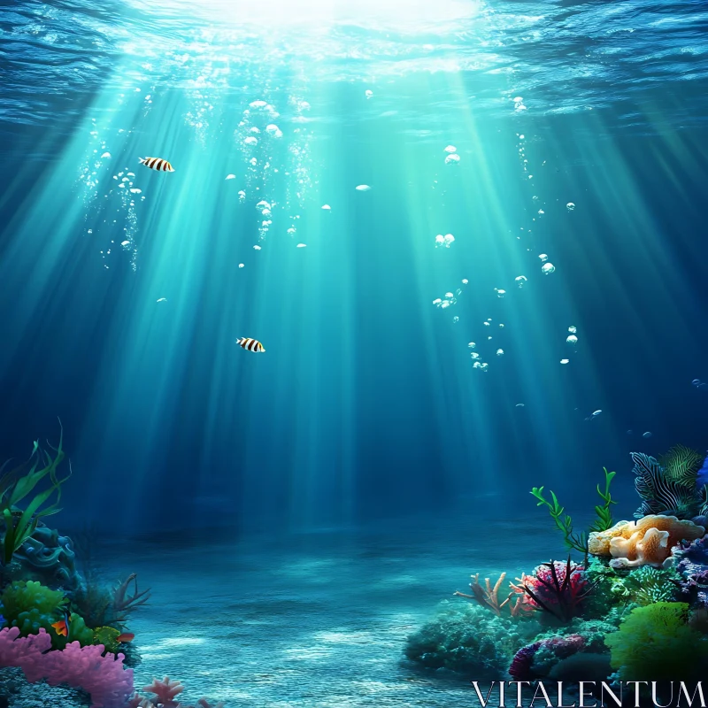 AI ART Oceanic Sunlight and Coral Reef Life