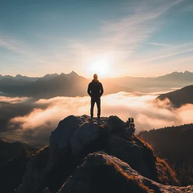 Sunrise Silhouette on Mountain Top