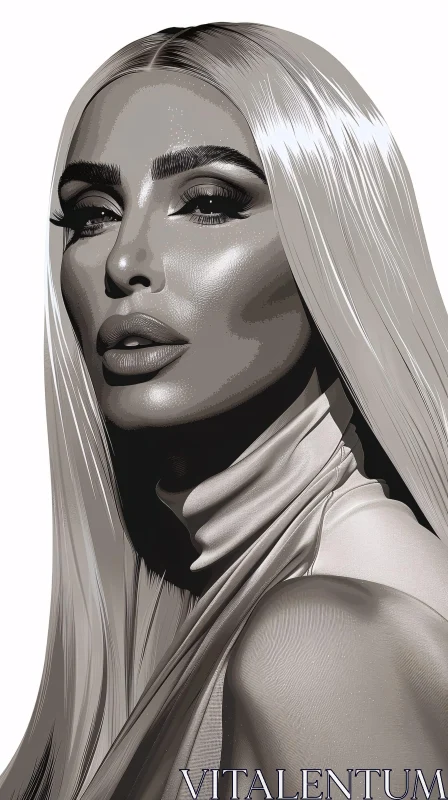 AI ART Kim Kardashian's Platinum Blonde Glamour