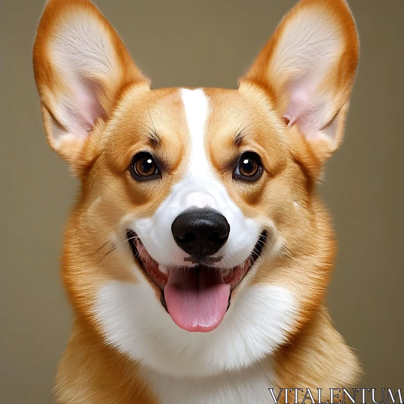 Charming Corgi Dog Close-Up AI Image