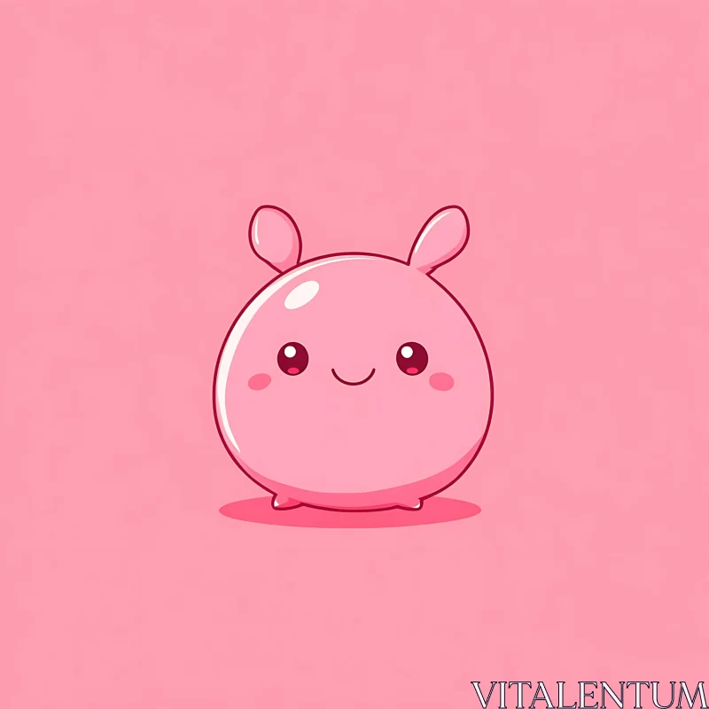 Whimsical Pink Creature With Bunny Ears AI Image