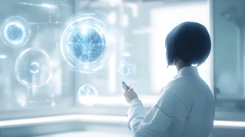 Woman and Holographic Spheres