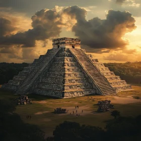 Ancient Pyramid at Sunset