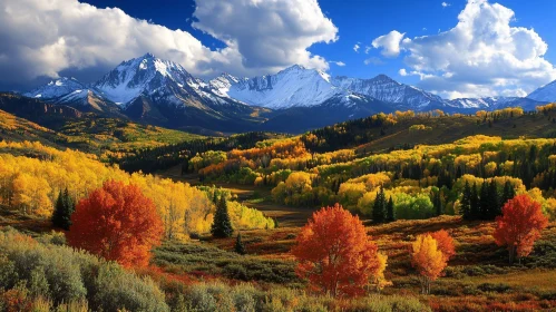 Snowy Peaks Overlooking Autumnal Splendor