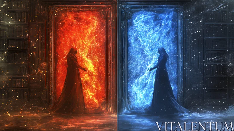 Duality of Magic: Fire and Ice AI Image