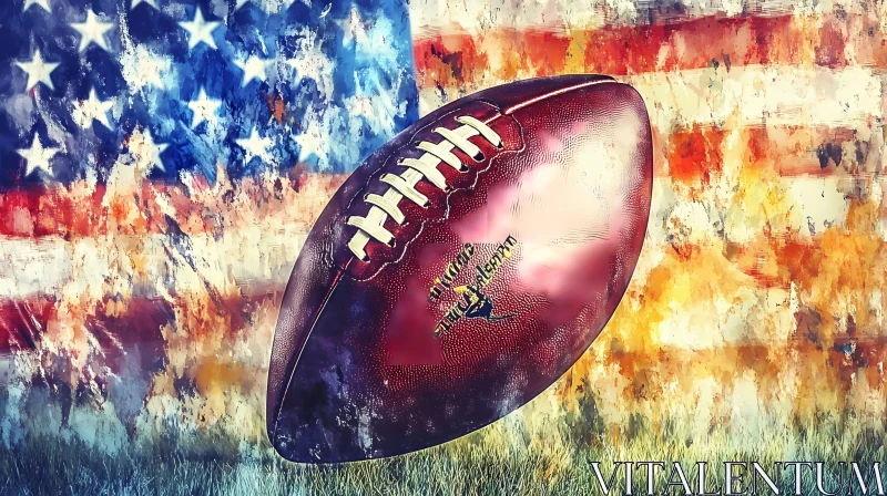 Artistic American Football with USA Flag Background AI Image