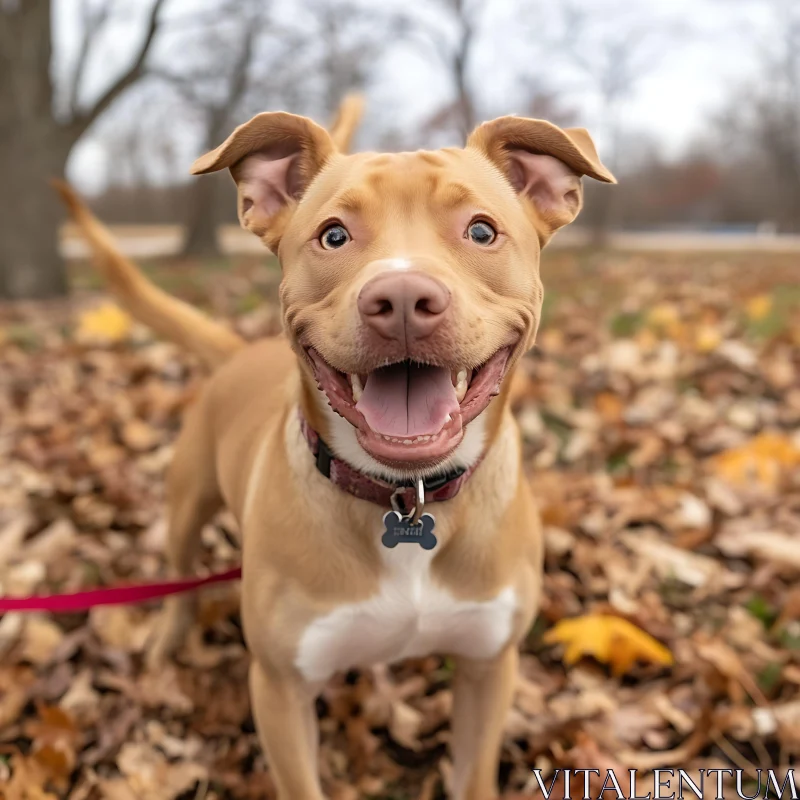 AI ART Joyful Dog in Fall Leaves