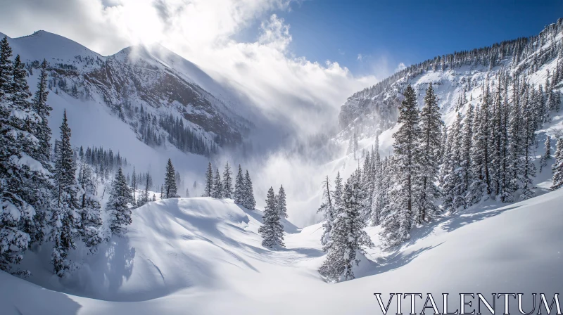 Winter Wonderland Mountain Scene AI Image