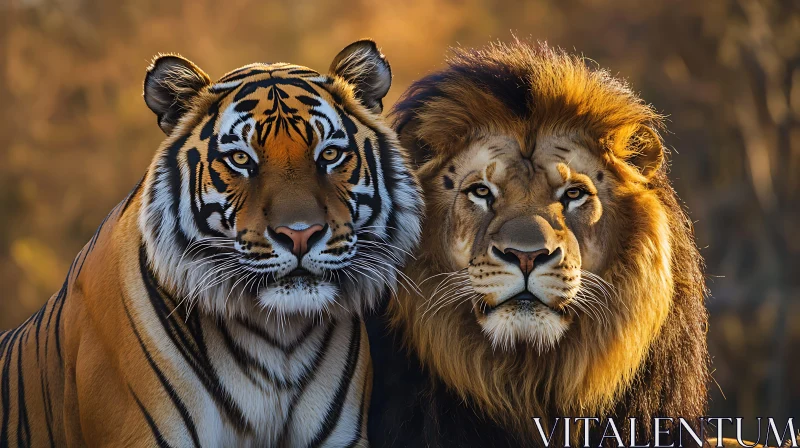 Tiger and Lion: A Study in Contrasts AI Image