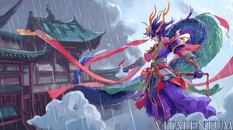 AI ART Samurai Guardian with Serpent