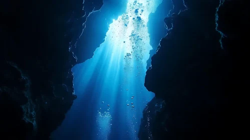 Underwater Cave with Sunlight