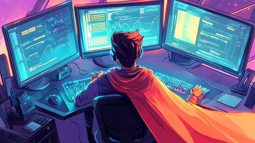 Neon Coder with Cape