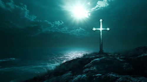 Coastal Cross at Night