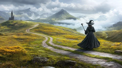 Witch's Path Through Rolling Hills