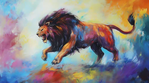 Painted Lion in Motion