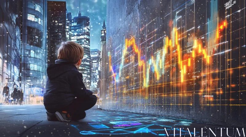 AI ART Urban Child with Financial Data