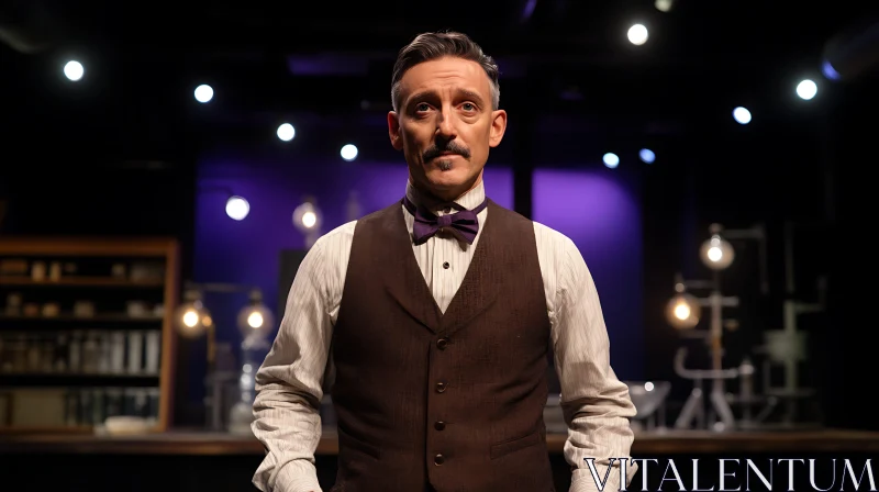 Man in Vest and Bow Tie Portrait AI Image