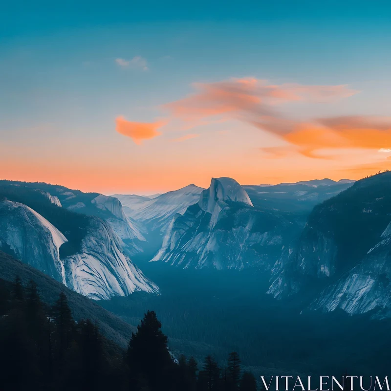 Majestic Mountain Range at Dusk AI Image