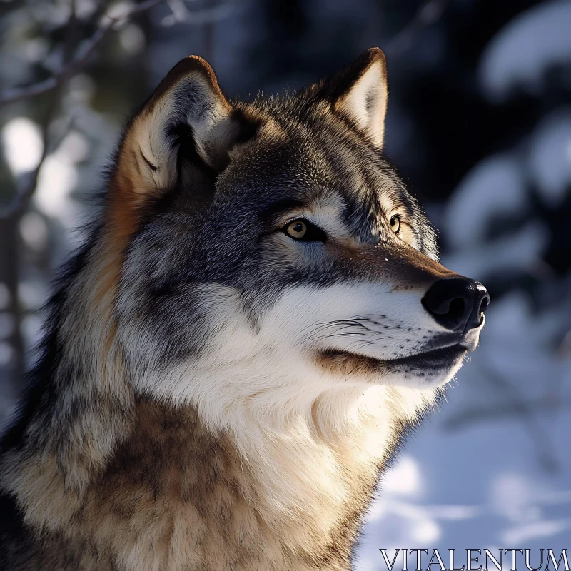 Winter Wolf Close-Up AI Image