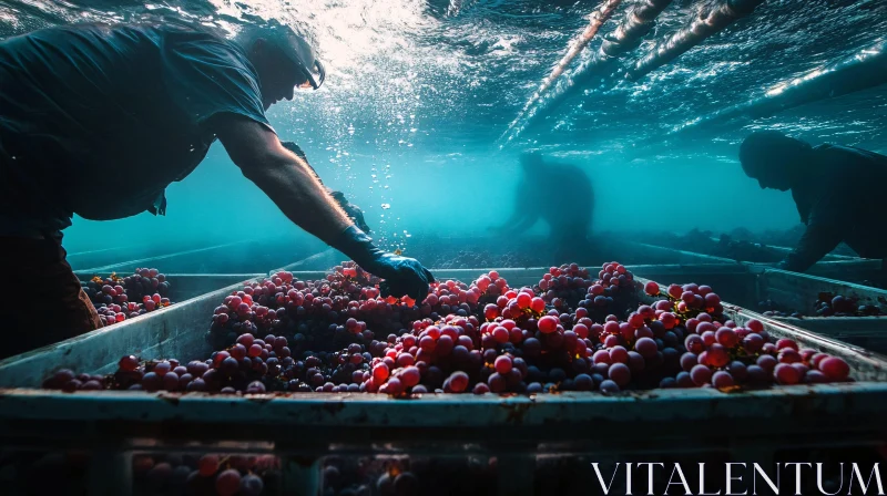 Submerged Vineyard: Harvesting Grapes Under Water AI Image