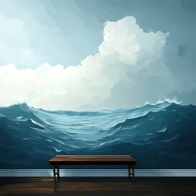 Ocean Waves and Clouds Art